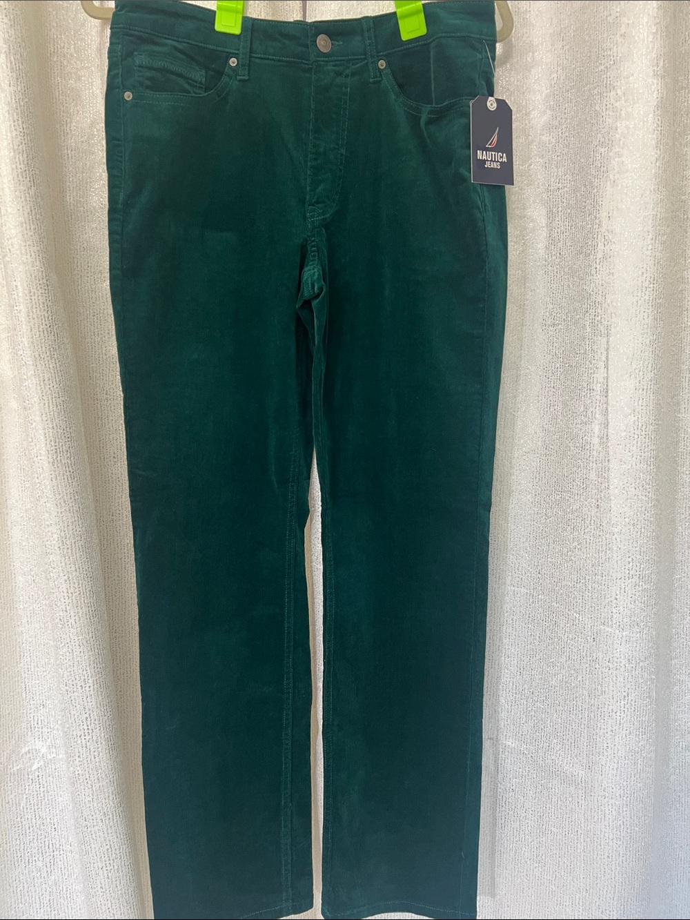 Nautica Women's Dark Green Straight-Leg Baby-Corduroy Pants Never Worn